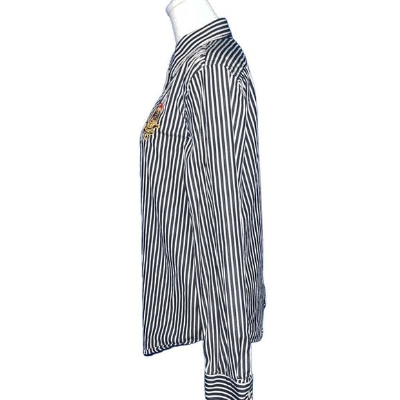 Lauren Ralph Lauren Black and White Striped Button Down Shirt - Picture 3 of 5